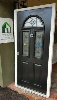 Composite double glazed door black white entrance porch upvc 1014x1996 (6435)