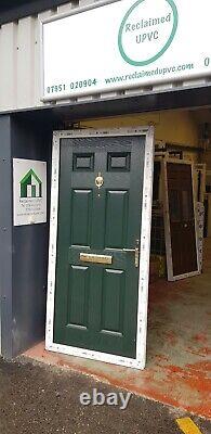 Composite double glazed door green on white porch solid upvc 965x2090(6791)