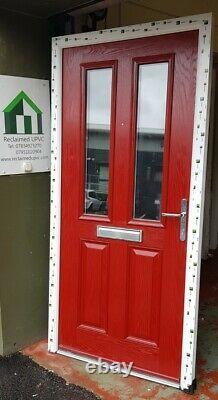 Composite double glazed door red porch entrance mancave upvc 990x2051 (6450)