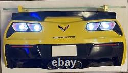 Corvette Light Up Car Shelf Yellow Front And Back Brand New! Kids Shelf Man Cave