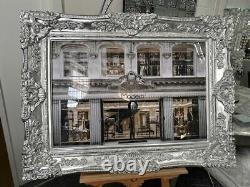 Designer shop front picture with 3d glitter effect and Silver Baroque Frame