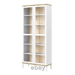 Display Cabinet Glazed 2 Doors in White and Oak