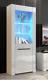 Display Cabinet White Gloss Glass Fronted LED Lights ML09