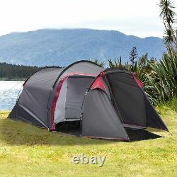 Dome Tent 3-4 Person Family Screened-in Large Front Porch Waterproof Dark Grey