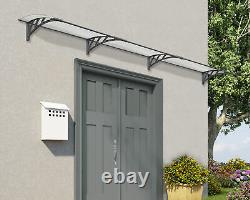 Door Canopy 4x0.9m Awning Rain Shelter Front Back Porch Grey Frame Neo