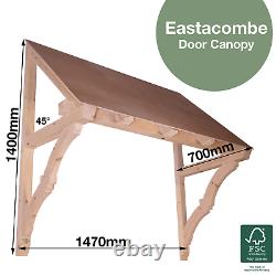 Eastacombe Timber Door Canopies-Wooden front door porch canopy gallows bracket