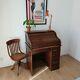 Edwardian Victorian Roll Top Writing Bureau Secretary Desk Vintage Tambour Front