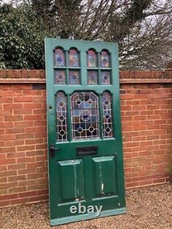 Exterior external Stunning Wooden Original Victorian Stained Glass Front Door