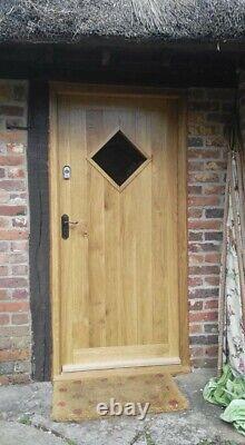 External Suffolk front door with rectangular or diamon unglazed window Solid OAK