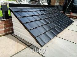 Fibreglass front door porch canopy with gallows and roof with black tiles