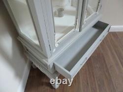 French Style Shabby Chic Display Cabinet In Mercury Grey Two Door Display