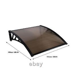Front Door Canopy Outdoor Awning, Rain Shelter Porch, Window, Transparent Brown