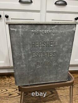 Galvanized Hershey Estates Dairy Front Porch Metal Milk Box ANTIQUE