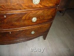 Georgian Mahogany Bow Fronted Two Over Three Chest Of Drawers Needs Tidying