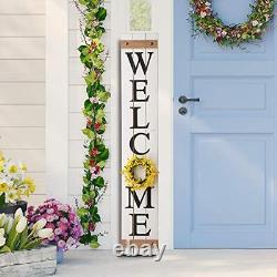 Glitzhome Welcome Sign for Front Door Porch Rustic Farmhouse Wooden Hanging