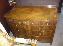 Good Edwardian Walnut Bow Fronted Chest Of Six Drawers