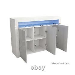 Grey High Gloss Doors Furniture Set TV Unit Stand Cabinet Sideboard LED Light