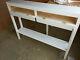 H80 W90 D20cm BESPOKE WHITE SATIN LISBON CONSOLE HALL TABLE 2 DRAWER FRONTS