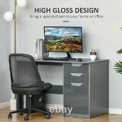 HOMCOM Computer Desk with Drawers Modern Writing Workstation for Home Office Grey