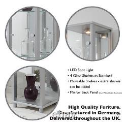 HOME Corner Glass Cabinet Unit Display 6 Colours In Stock