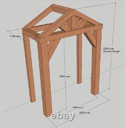 Hardwood Solid Oak Porch / Front Door Canopy Hand-Crafted To Size Bespoke