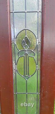 Hardwood front door with stained glass