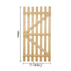 Heavy Duty Wooden Security Door/gate Slatted Garden Side Fence Picket H3/4/5/6ft