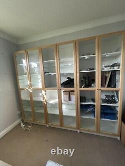 IKEA Billy Bookshelves (White) with glass door fronts & some glass shelves (x3)