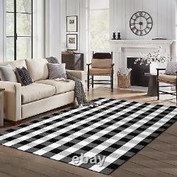 IOHOUZE Buffalo Plaid Checkered Rug -5x8 Front Door Mats, Washable Rug for Fr