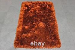 Indien Handmade Brown Shaggy Front Door Floor Carpet Outdoor Yoga Mat 2x4 Ft