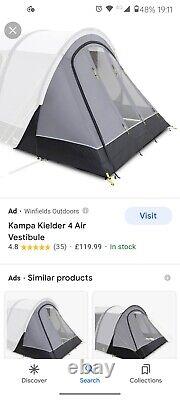 Kampa Kielder 4 Air Tent, Inc carpet, footprint, enclosed front porch