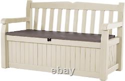 Keter Eden 70 Gallon Storage Bench Deck Box for Patio Furniture, Front Porch Dec