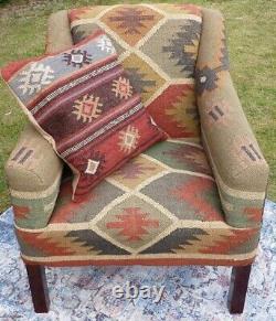 Kilim 100% Wool Namaste Armchair With Small Cushion Fabulous Multi Colour