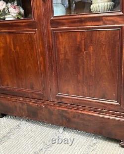 Large Antique French Mahogany Glazed Dresser / Cabinet /Bookcase c1880-1900