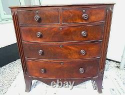 Large Antique Mahogany Victorian Bow Front Chest of 5 Graduated Drawers 2 over 3