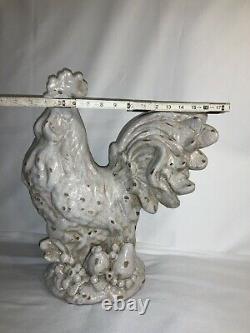 Large Crackled Ceramic/Pottery Rooster 18 Tall Figurine Gorgeous