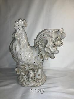 Large Crackled Ceramic/Pottery Rooster 18 Tall Figurine Gorgeous