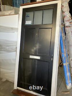 Large Exterior Black Front Door 2.3m x 1.1m x 90mm Right Hand (Door & Frame)