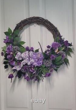 Large purple grapevine Wreath for front door, wall decor, purple front Porch Decor