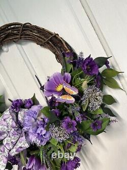 Large purple grapevine Wreath for front door, wall decor, purple front Porch Decor