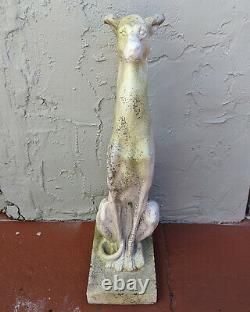 Large whippet Dog statue for Garden front Porch 30 H fiber stone with moss finish
