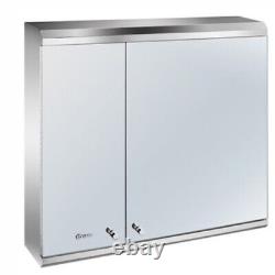 Luxury 2Door Stainless Steel Bathroom Mirror Cabinet