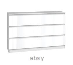 MODERN White Gloss Fronts Chest Of Drawers Bedroom Furniture 2 8 Drawers