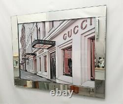 Mirror Frame Gucci Shop Front Pic Glitter Liquid Crystal Glass Wall Art 96x76cm