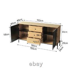 Modern Black Rattan Front Storage Cabinet/Sideboard/TV Unit Stand/Coffee Table