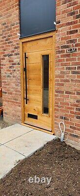 Modern Solid Oak Front Door And Frame With Build In Side Light