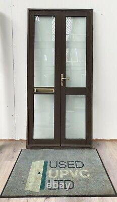 Monarch Aluminium Front Double French Doors-porch-brown-inwards Opening-opens
