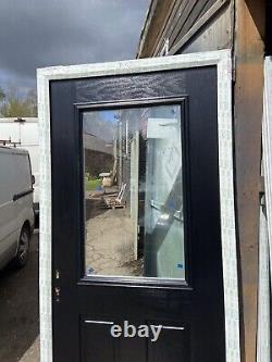 New 1002-2095 Black Composite Rear/garage Door In A Upvc Frame