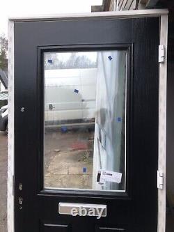 New 1005-2095 Black Composite Door In A Upvc Frame Opens Out Ideal For Porch