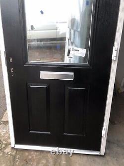 New 1005-2095 Black Composite Door In A Upvc Frame Opens Out Ideal For Porch